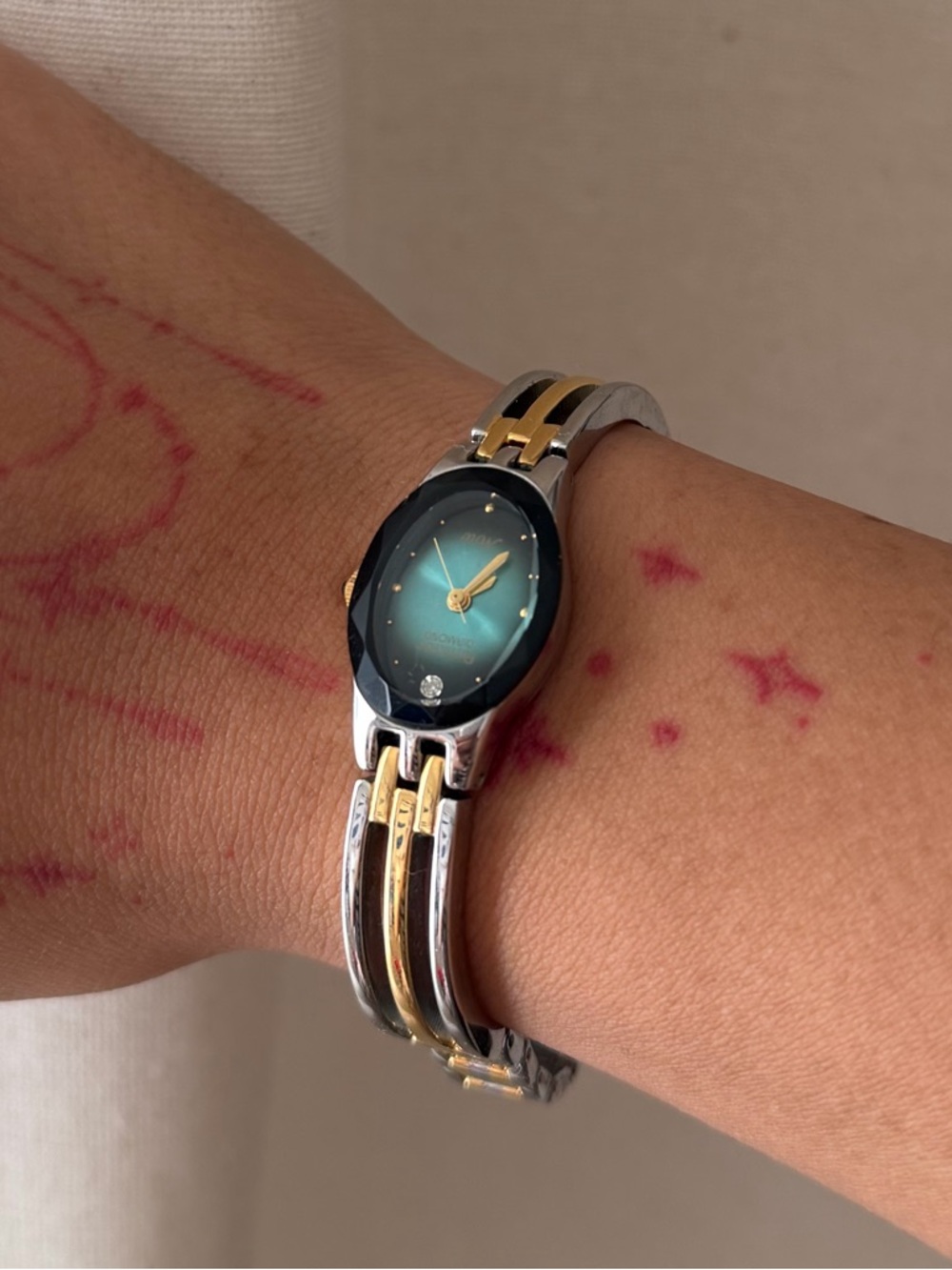 Armitron Two-Tone Bracelet Watch with Teal Sunray Dial